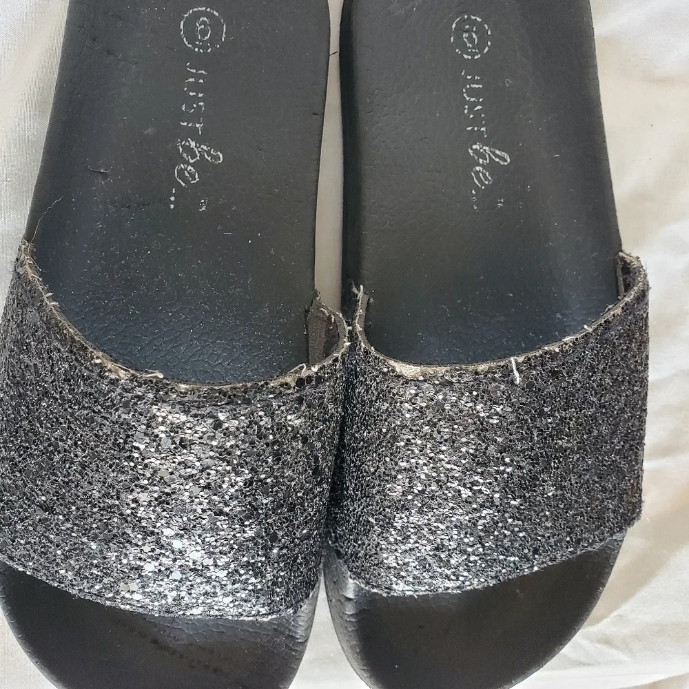 Qupid Girls Shoes Pink Babydoll Ballet Flats Just Be Black Slides Sandals Size 6
